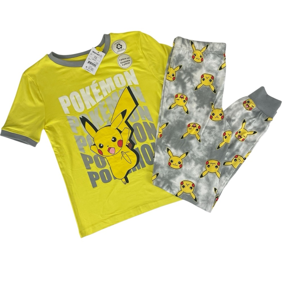 Pokemon Kids Pikachu 2 Piece Short Sleeve Pajama Set Size M (7/8) NWT